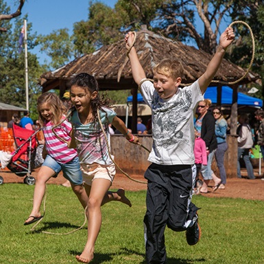 children dancing outside